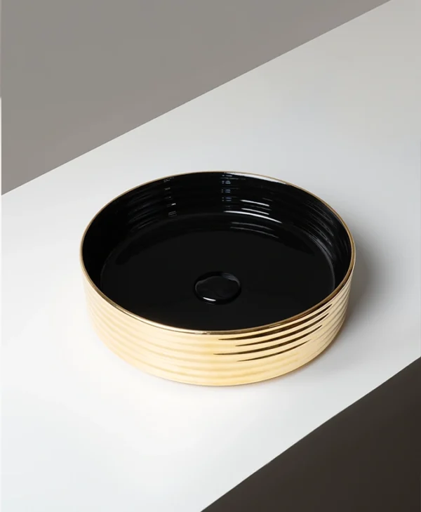 Ring Double Glossy black-glossy gold