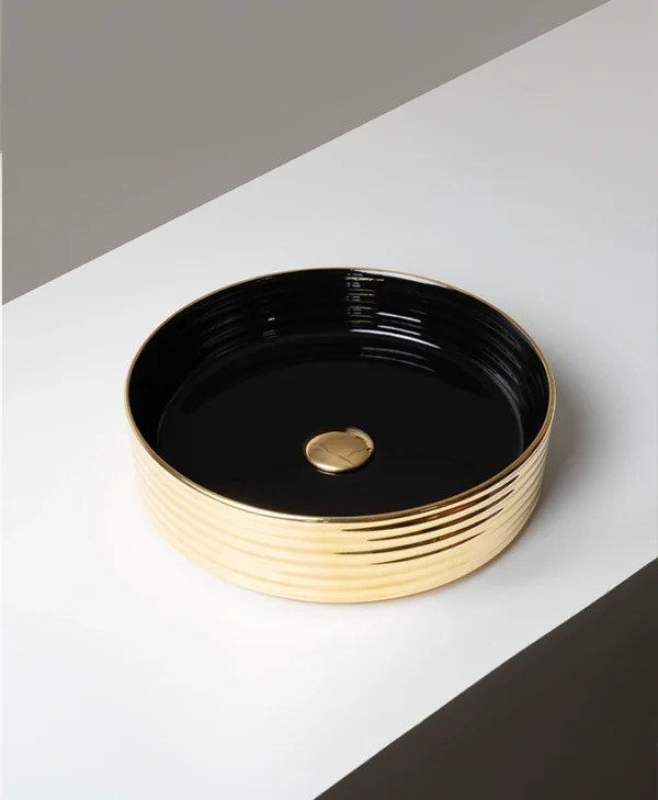 Ring Double Glossy black-glossy gold